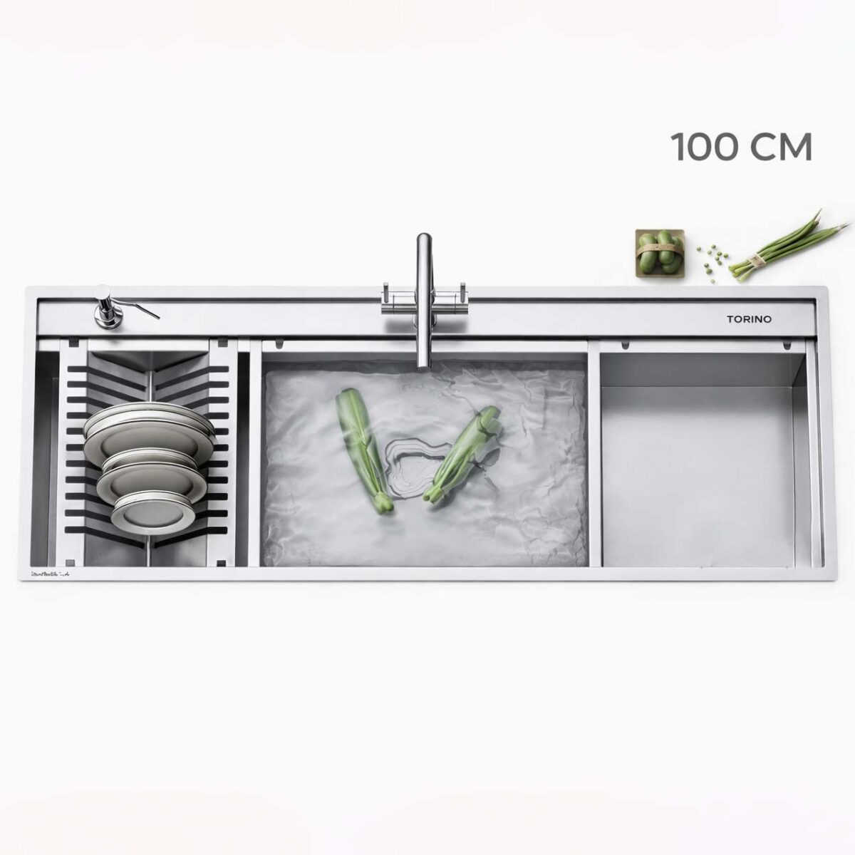 سینک توکار دست ساز تورینو پلاس سایز 100 سانت مدل THS-101 - Image 1
