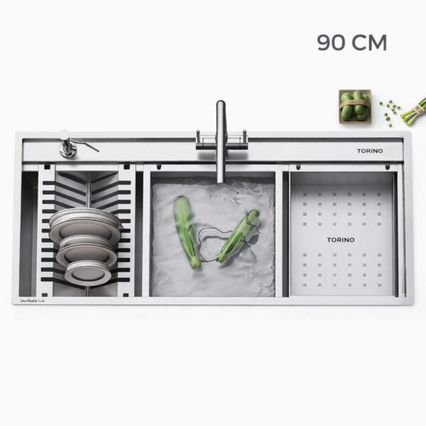 سینک توکار دست ساز تورینو پلاس سایز 90 سانت مدل THS-901